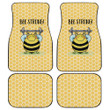 Bee Strong Bee Art Yellow And White Hive Pattern Car Mats