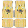 Giant Bee Flying Art Yellow And White Hive Pattern Car Mats