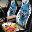 Fox And Stars Colorful In White Background Car Seat Cover