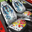 Wolf And Stars Colorful In White Background Car Seat Cover