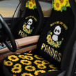 Panda Sunflowers In Black And Yellow Car Seat Cover