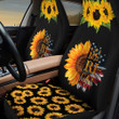 American Flag And Sunflowers In Black Background Car Seat Cover