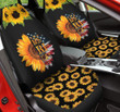American Flag And Sunflowers In Black Background Car Seat Cover