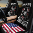 Sealed Veteran Skull And Gun Pattern In Black Background Car Seat Cover