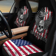 Us Veteran Skull And Wings Pattern In Black Background Car Seat Cover