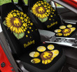 Bulldog Sunflower In Black And Yellow Background Car Seat Cover