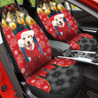 Labrador With Bauble Ornaments In Red Background Car Seat Cover