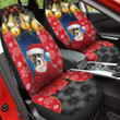 Boxer Puppy With Bauble Ornaments In Red Background Car Seat Cover