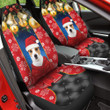 Jack Russel With Bauble Ornaments In Red Background Car Seat Cover