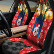 Bulldog With Bauble Ornaments In Red Background Car Seat Cover