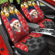 Havanese With Bauble Ornaments In Red Background Car Seat Cover