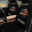 North Dakota Strong American Flag Pattern In Navy Blue And Black Car Seat Cover