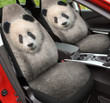 Panda In Gray Background Car Seat Cover