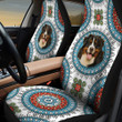 Bernese Mountainn Paisley Pattern In Blue And White Background Car Seat Cover