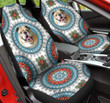 Bulldog Paisley Pattern In Blue And White Background Car Seat Cover