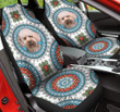Toy Poodle Paisley Pattern In Blue And White Background Car Seat Cover