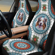 Australian Shepherd Paisley Pattern In Blue And White Background Car Seat Cover