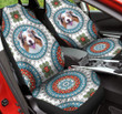 Australian Shepherd Paisley Pattern In Blue And White Background Car Seat Cover