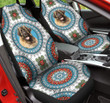 Leonberger Paisley Pattern In Blue And White Background Car Seat Cover