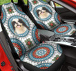 Japanese Chin Paisley Pattern In Blue And White Background Car Seat Cover
