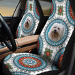 Havanese Paisley Pattern In Blue And White Background Car Seat Cover