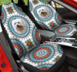 Havanese Paisley Pattern In Blue And White Background Car Seat Cover
