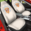 Golden Retriever Paisley Pattern And Rhomb Shapes In White Background Car Seat Cover
