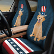 Labrador With Stripes And Stars Pattern In Navy Blue Background Car Seat Cover