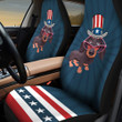 Dachshund With Stripes And Stars Pattern In Navy Blue Background Car Seat Cover