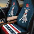 Dalmatian With Stripes And Stars Pattern In Navy Blue Background Car Seat Cover