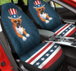 Boxer Puppy With Stripes And Stars Pattern In Navy Blue Background Car Seat Cover