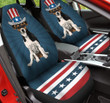 Jack Russel With Stripes And Stars Pattern In Navy Blue Background Car Seat Cover