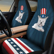 Westie With Stripes And Stars Pattern In Navy Blue Background Car Seat Cover