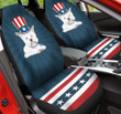 Westie With Stripes And Stars Pattern In Navy Blue Background Car Seat Cover