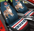 Australian Shepherd With Stripes And Stars Pattern In Navy Blue Background Car Seat Cover