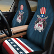 Japanese Chin With Stripes And Stars Pattern In Navy Blue Background Car Seat Cover