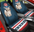 Havanese With Stripes And Stars Pattern In Navy Blue Background Car Seat Cover
