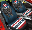 Tibetan Mastiff With Stripes And Stars Pattern In Navy Blue Background Car Seat Cover