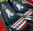 Bernardiner With Stripes And Stars Pattern In Navy Blue Background Car Seat Cover