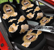 Monkey And Orange Ochre Clouds Pattern In Black Background Car Seat Cover