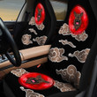 Dog And Brown Clouds Pattern In Black Background Car Seat Cover