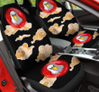Eagle And Orange Ochre Clouds Pattern In Black Background Car Seat Cover
