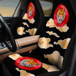 Tiger And Orange Ochre Clouds Pattern In Black Background Car Seat Cover