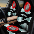 Rhinoceros And Green Clouds Pattern In Black Background Car Seat Cover