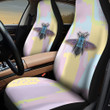 Bee In Purple And Yellow Pastel Background Car Seat Cover