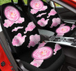 Peony And Pink Clouds In Black Background Car Seat Cover