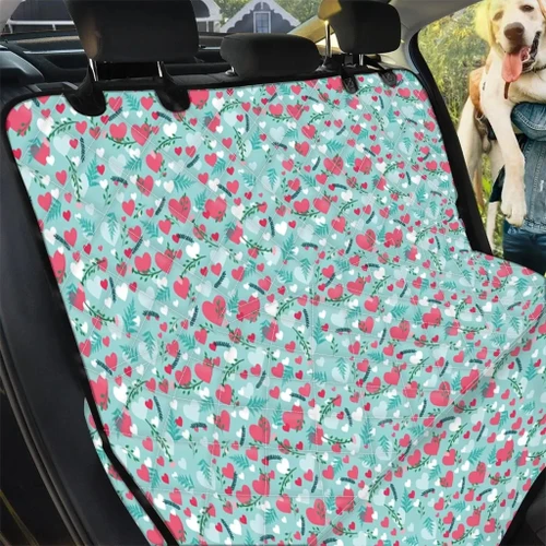 Valentine's Day Heart And Flower Pattern Car Back Seat Cover Dog Car Seat Covers