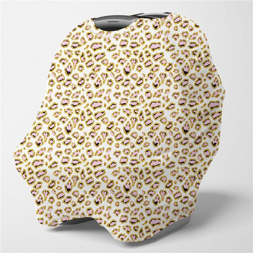 Brown Leopard Background Baby Car Seat Covers Canopy