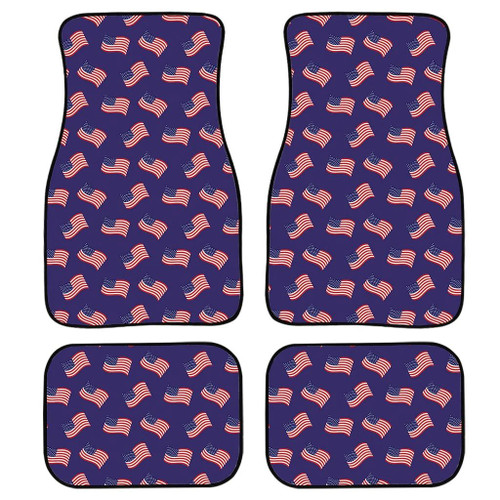 4th Of July American Flag Pattern Print Front And Back Car Floor Mats