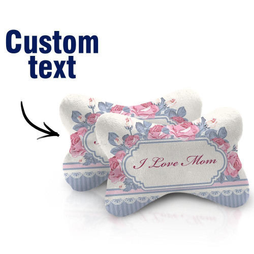 Custom Name I Love Mom Car Headrest Pillow Car Pillow Set of 2